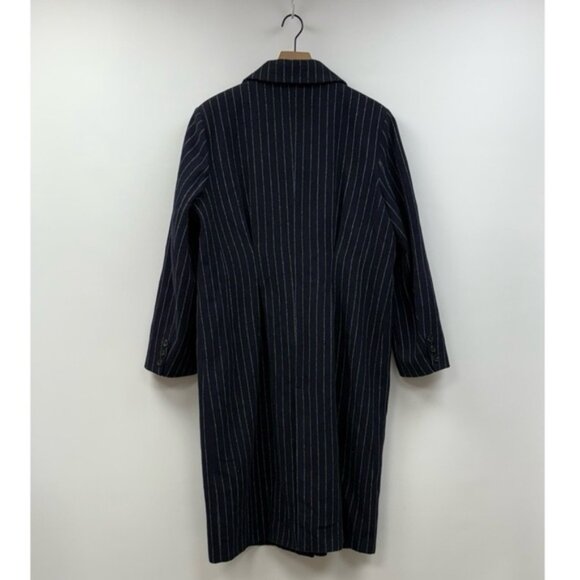 Anthropologie Avec Les Filles Pinstriped Double Breasted Trench Coat Navy XL - Picture 5 of 9